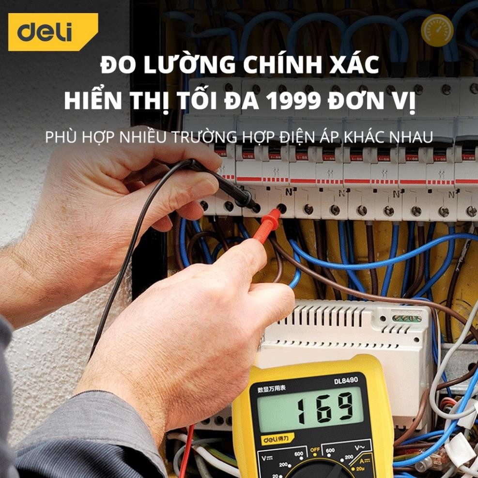 Đồng hồ vạn năng Deli chính hãng - Màn hình LED kỹ thuật số - Phạm vi đo 600V - Bảo hành 12 tháng - 