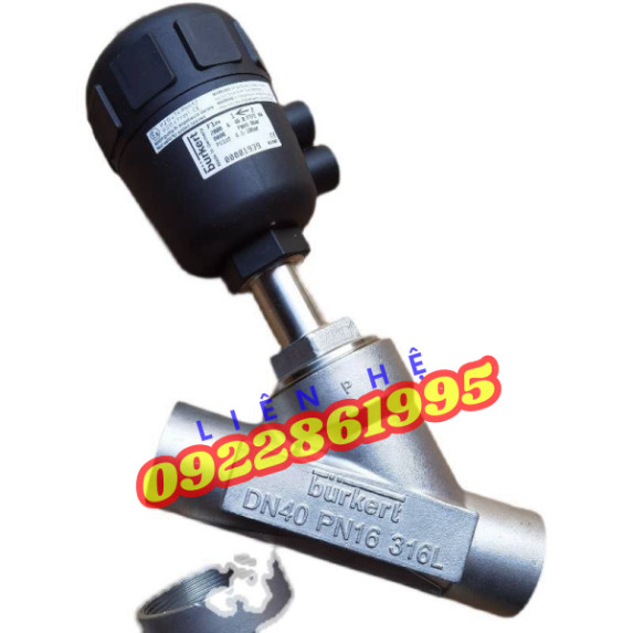 Van Điện Góc  Burkert  2000A Van Điện Ghế Khí Nén Thường Mở 00178601 Hơi DN15 hàng mới