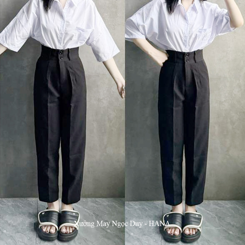 (Dài 88-95-103cm)Quần tây đi học nữ cấp 2 3 cao m50 m55 m60 m65 A625 dáng quần baggy học sinh cạp ca