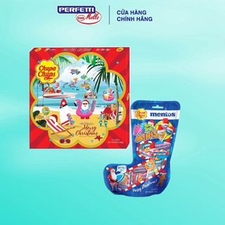  Combo Túi kẹo Vớ Giáng Sinh 160g và Hộp Kẹo Bộ Lịch Giáng Sinh Mini Chupa Chups và Mini Mentos 192g 