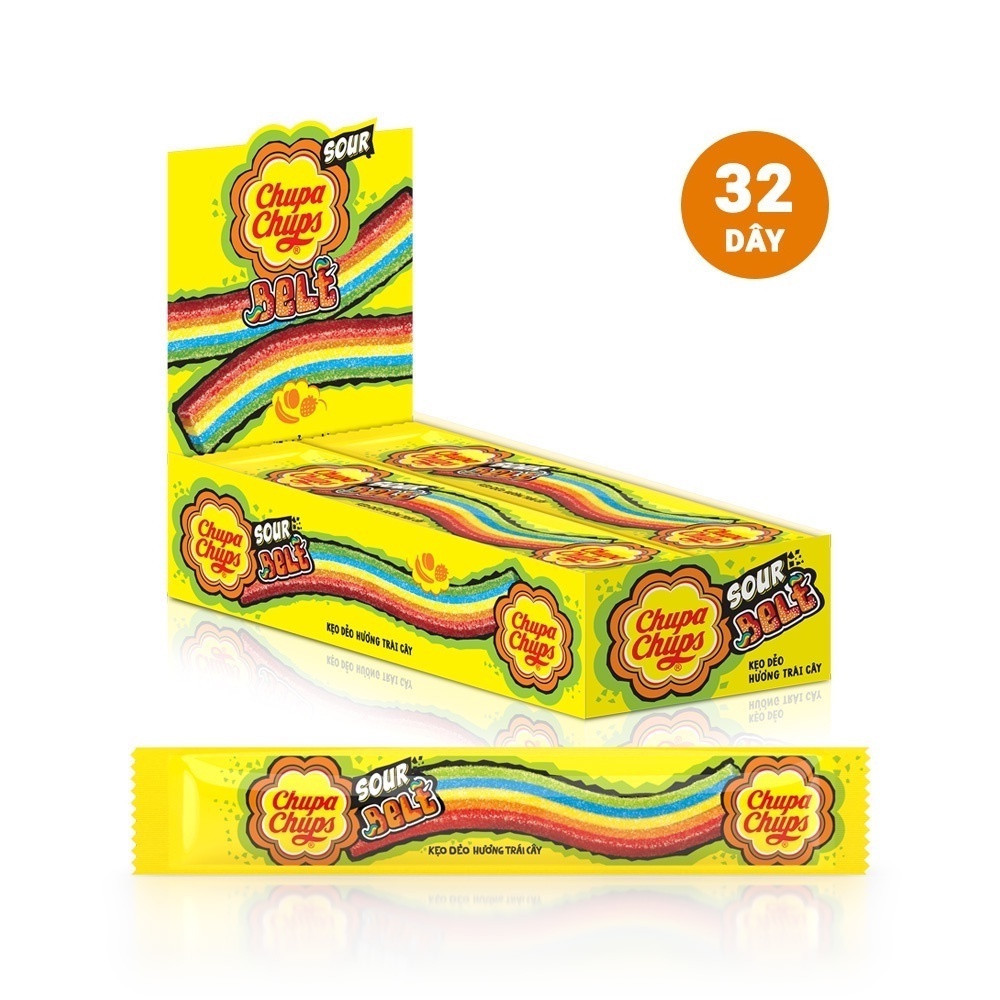 Kẹo Dẻo Chupa Chups Sour Belt (Hộp 32 dây)