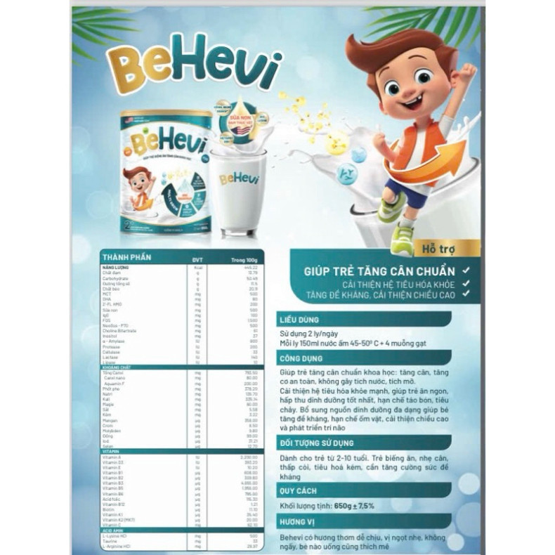 Sữa Tăng Cân BeHevi Cho Bé, Cải Thiện Tiêu Hóa, Tăng Cường Đề Kháng, Phát Triển Trí Não Toàn Diện