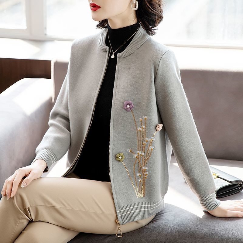 Áo Khoác Cardigan Kiểu Tây Mùa Đông Cho Mẹ Từ 40 Đến 50 Tuổi, Áo Khoác Nữ Trung Niên