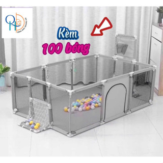 [Tặng 100 bóng] Quây chữ nhật có giỏ bóng rổ và cầu môn ném bóng khung inox và vải bạt dễ dàng di chuyển
