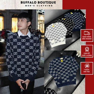 Áo Sweater Len Nam Gu Chì Dệt Logo Full áo Siêu Đẹp - Áo Sweater Nam Nữ GC Chất Vải Len Siêu Mịn