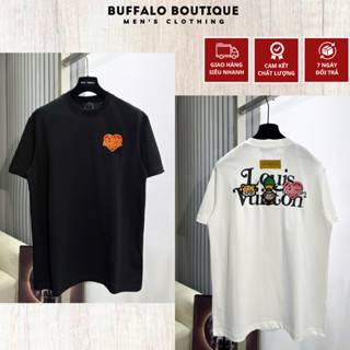 Áo Phông Nam Lờ Vê Thêu Hình Trái Tim Siêu Đẹp - Áo Phông Lờ Vê Nam Nữ Thêu Hình Chất Cotton Cao Cấp