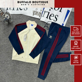 Bộ Nỉ Nam A Đi Đát Phối Màu Xanh Be Siêu Đẹp - Bộ Quần Áo Nam Nữ A Đi Đát Thêu Logo Vàng Cao Cấp