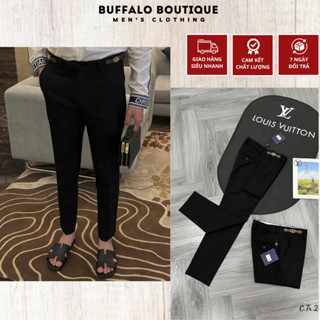 Quần Âu Nam Lờ Vê Đính Logo Vàng 2 Bên Hông Siêu Sang- Quần Âu Nam Nữ Lờ Vê Đính Logo kim Loại Siêu Đẹp