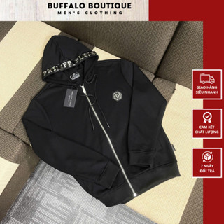  Áo Khoác Hoodie Nam Philipp Plein ĐÍnh Logo Kim Loại Trên Mũ Siêu Chất - Áo Khoác Hoodie Nam Nữ Philipp Plein 