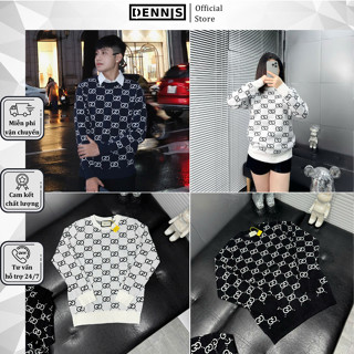 Áo Sweate Len Nam GU Sì Dệt Logo Full Áo Siêu Đẹp - Áo Sweater Len Nam Nữ Gu Chi Chất Vải Len Siêu Mềm