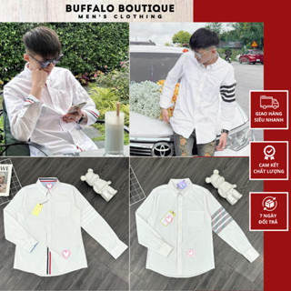 Áo Sơ Mi Nam Thôm Phối 4 Vạch Tay Trắng Siêu Đẹp - ÁO Sơ Mi Nam Thôm Phối 4 Vạch Tay Đen Cao Cấp