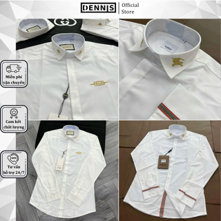 Áo Sơ Mi Nam Gu Chì Thêu Logo Vàng Siêu Đẹp - Áo Sơ Mi Nam Nữ Bê Bê Rờ Thêu Ngựa Vàng Cổ Áo Siêu Nét