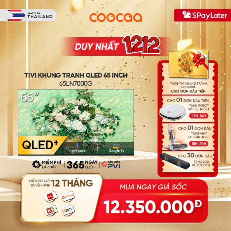 Smart tivi 65 inch Qled 4K tivi Khung Tranh Google Frame tivi coocaa  - 1 Đổi 1 365 Ngày - 65LN7000G