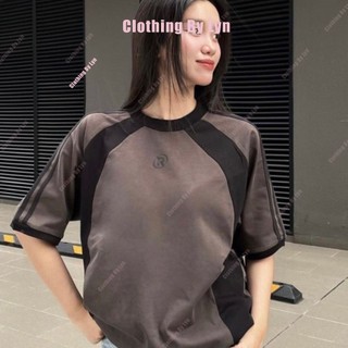 Áo thun  Rio cổ tròn tay lỡ chữ R phối viền đen 3 màu nâu trắng be cho nam nữ mặc được[FREESHIP]