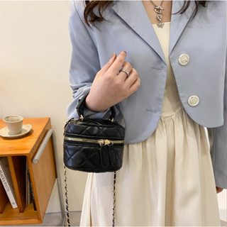 Túi xách tay nữ túi cốp da thêu trám quai cầm tay tiểu thư kèm dây da phối xích đeo chéo 206