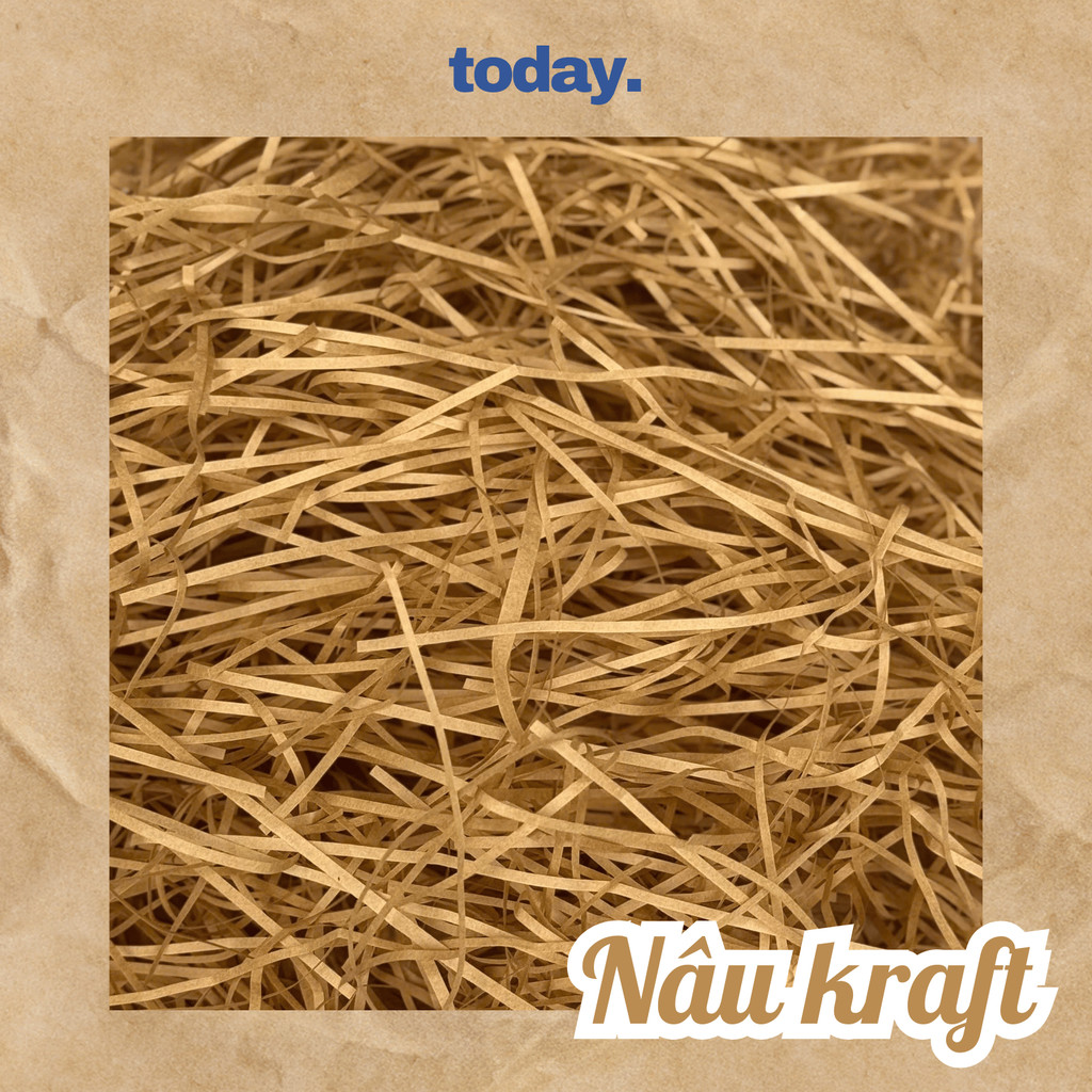 1KG Giấy rơm lót hộp quà màu NÂU KRAFT, giấy rơm trang trí, giấy gói quà, giấy vụn chống sốc