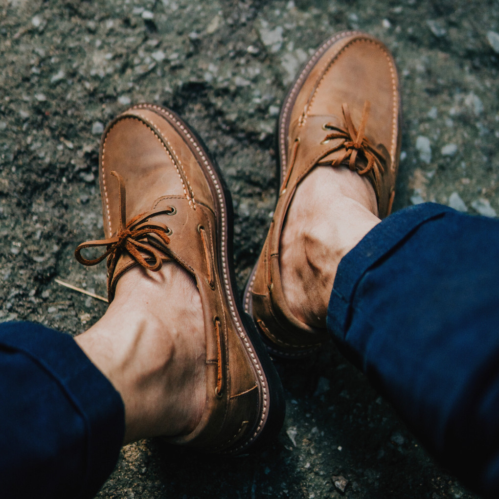 Giày Da Bò Boat Shoes - Giày Lười Nam Cổ Thấp, Da Sáp Đế Khâu Mckay - Thương Hiệu Steeler