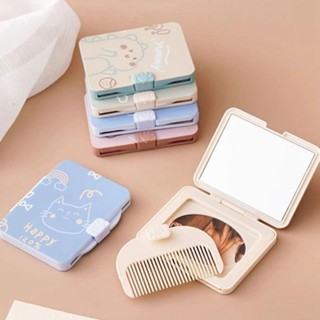 Gương Gấp Gọn Kèm Lược Trang Điểm Bỏ Túi Di Động Nhỏ Gọn Tiện Lợi