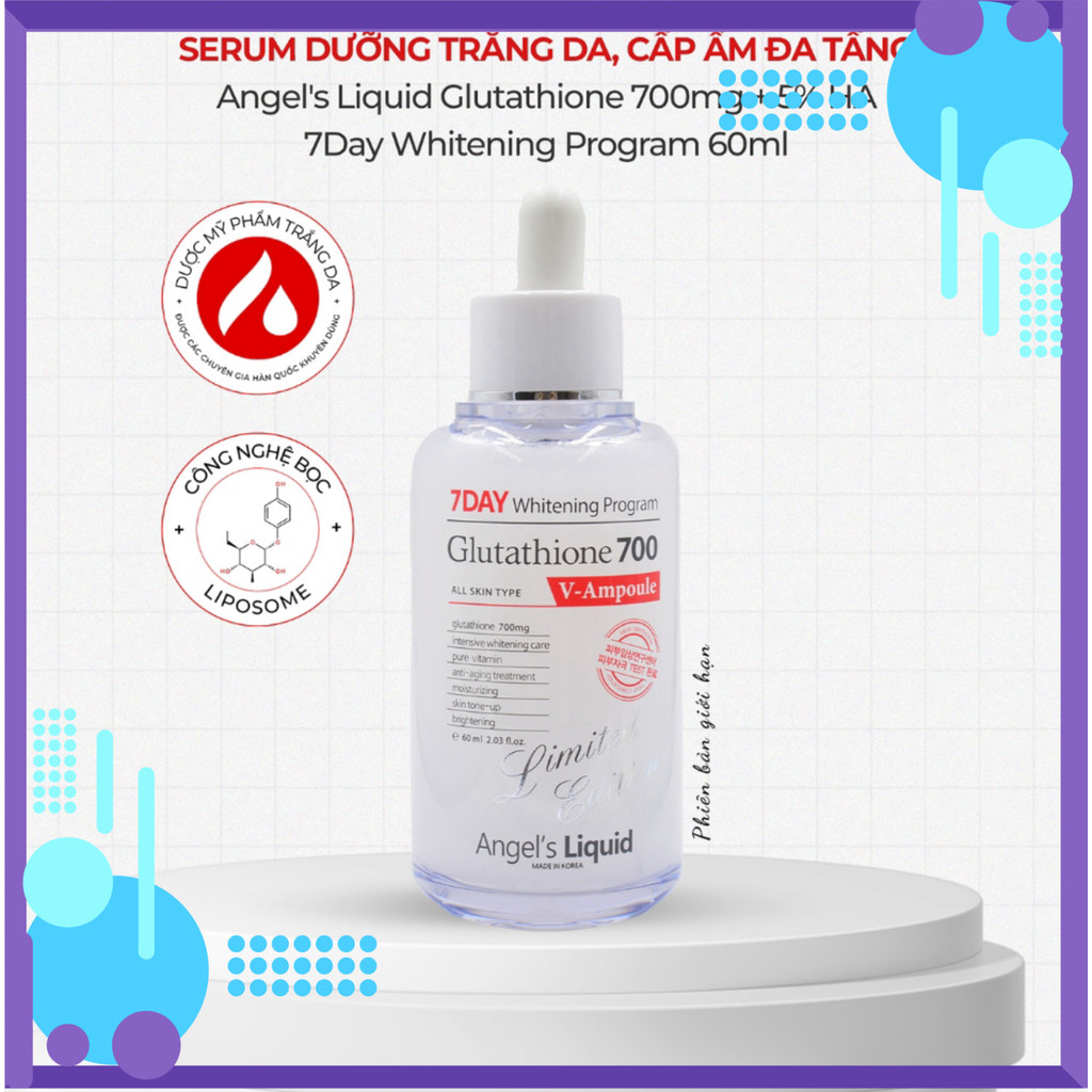 (STTI) [PHIÊN BẢN 60ML] Serum Làm Trắng, Dưỡng Ẩm Và Làm Chậm Lão Hoá Da Glutathione 700mg + 5% HA A