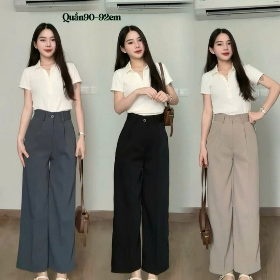Quần Tây Ống Suông lưng cao (Chất Gold Nhật mềm mịn) 92cm dành cho nấm lùn