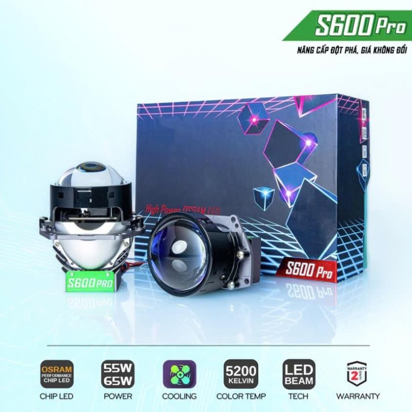Đèn Bi Cầu Kenzo S600 Pro V2 65W Hiệu Suất Cao, Pha Cầu Led Xe Máy Hệ Thống Tản Nhiệt Lớn Chính Hãng