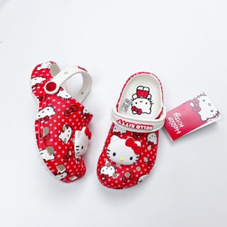 Cross trẻ em , Dép sục cross Hello Kitty màu đỏ chấm bi cho bé gái charm mèo 3D xinh yêu [ WINDY BABY ]
