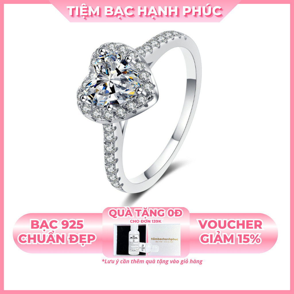 Nhẫn Bạc Nữ 925 mặt đá trái tim TBHP  Silver Rings - Mã TSJN23