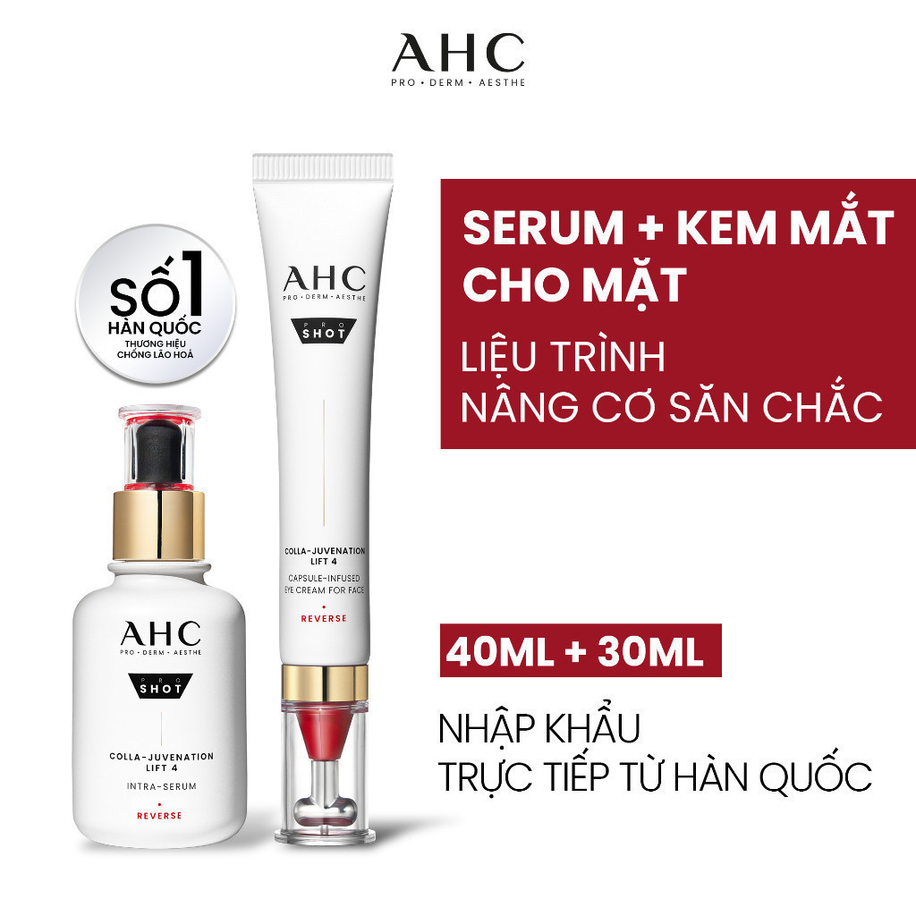 Bộ đôi AHC Tinh chất Serum (40ML) và Kem mắt cho mặt (30ML) chống lão hóa săn chắc da PROSHOT COLLA-JUVENATION LIFT 4 | BigBuy360 - bigbuy360.vn