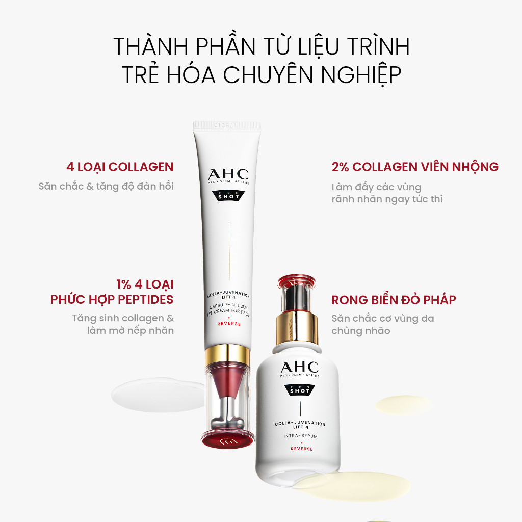 Bộ đôi AHC Tinh chất Serum (40ML) và Kem mắt cho mặt (30ML) chống lão hóa săn chắc da PROSHOT COLLA-JUVENATION LIFT 4 | BigBuy360 - bigbuy360.vn