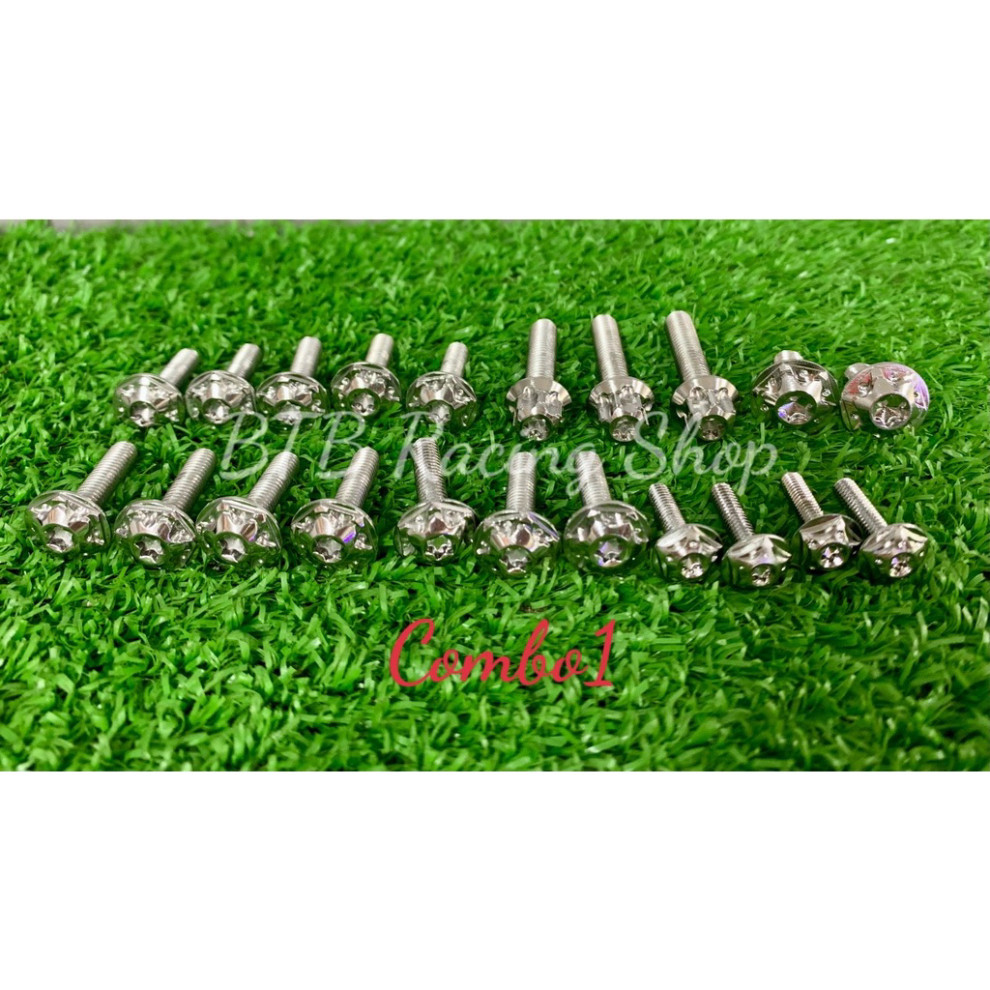 Full ốc dàn áo Salaya inox 304 (giao mẫu ngẫu nhiên) cho các dòng xe Fu led/Fu 125/Wave125 Và Wave A