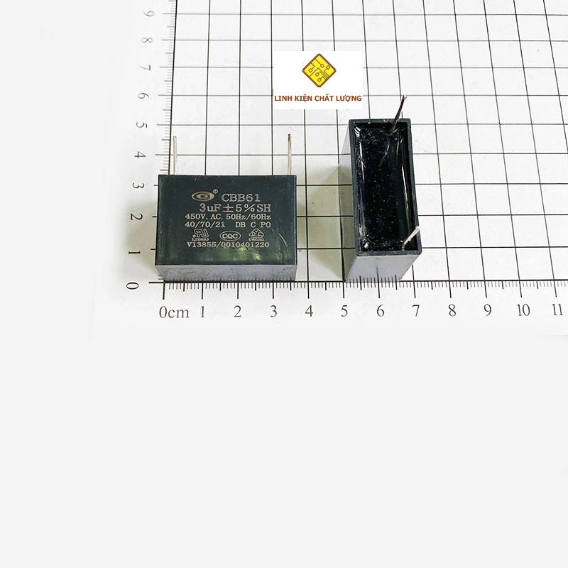Combo 10 chiếc tụ quạt 3uF 450VAC chân hàn mạch PCB CBB61
