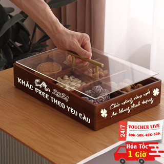  Khay Đựng Bánh Kẹo Tết 2025 Hộp Để Mứt Các Loại Hạt Dưa Bí Trái Cây Gỗ Cao Cấp Sang Trọng Hũ Mức 4 - 6 Ngăn 2 Tầng. 