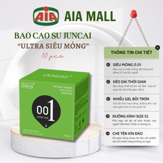 Bao cao su Siêu mỏng Juncai 001 Ultrathin Touch Tăng cường lượng gel Chất lượng quốc tế, Hộp 10 BCS