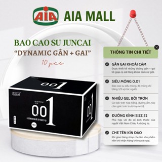 Bao cao su siêu mỏng 0.01 Juncai gân gai kéo dài thời gian, nhiều gel bôi trơn khoái cảm, BCS size 52mm olo_durex_store