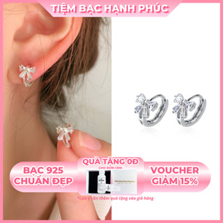  Khuyên tai bạc 925 cho nữ dáng gài Nơ Đá xinh TBHP  Silver Earrings - Mã TSJB16 