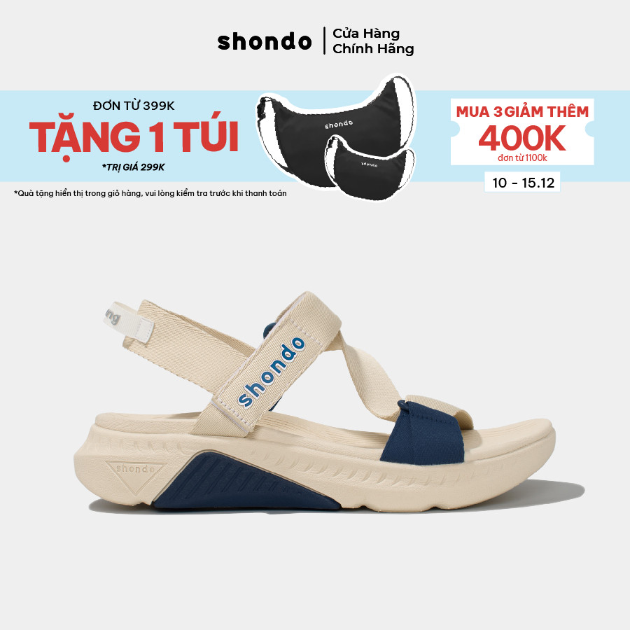 [Shondo X Lucie] Giày Sandals Nam Nữ Shondo F7 Racing Be Phối Xanh Dương F7R2530