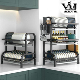 Kệ úp chén dĩa bát bằng Sắt 2 tầng 3 tầng có khay đựng ống đũa & khay hứng nước, kệ úp bát dĩa 3 tầng, kệ chén