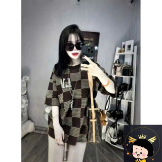 Áo Thun Nam Nữ Chữ Eo vì Caro Màu Nâu Mẫu Mới,Áo Phông Nam Nữ Phối Caro Đẹp Hot 2025 Hot 2025