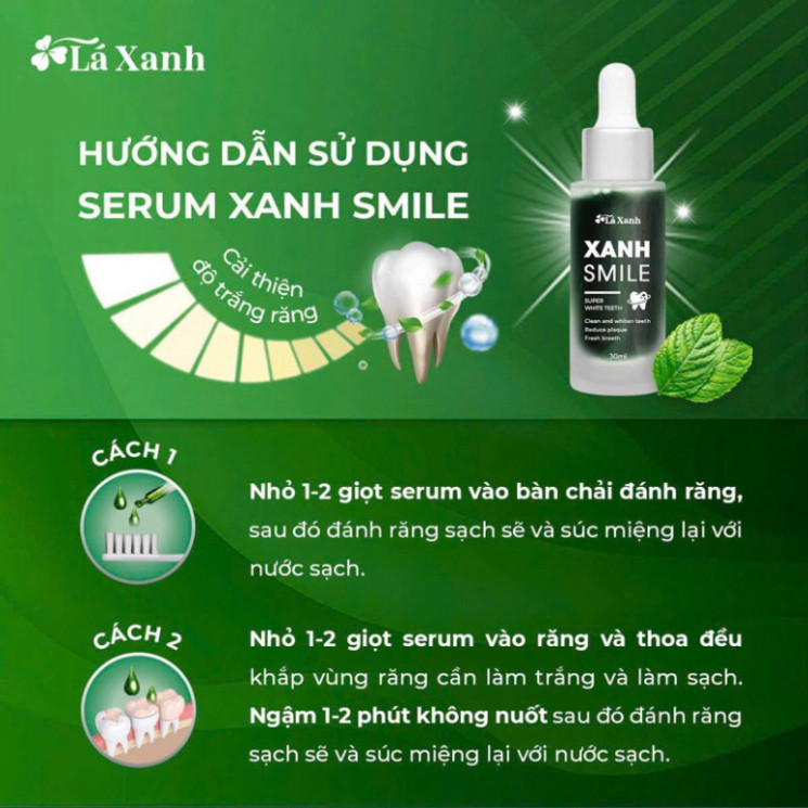 Serum xanh Smile [tặng kèm vàn chải đánh răng +bảng đo màu răng]