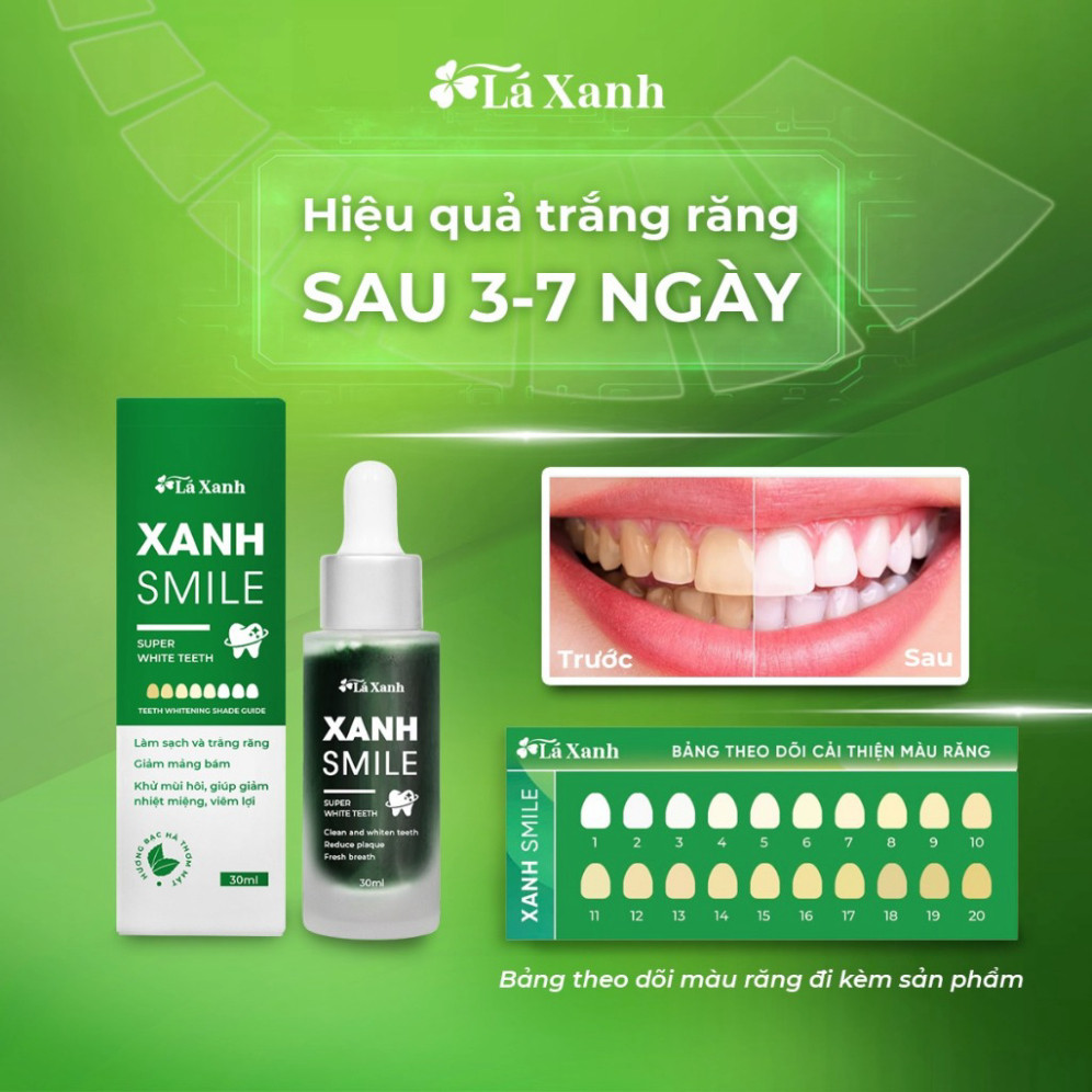 Serum xanh Smile [tặng kèm vàn chải đánh răng +bảng đo màu răng]