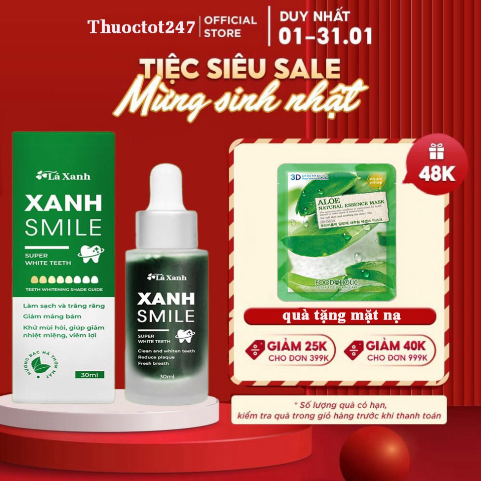 Serum xanh Smile [tặng kèm vàn chải đánh răng +bảng đo màu răng]