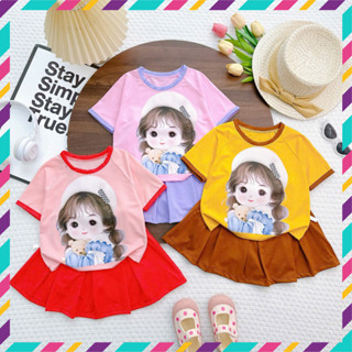 set váy xếp ly bé gái in BÉ NÓN từ 12kg-33kg,có quần chip trong,chất thun mềm mát-BÉ NÓN-NEMOKIDS