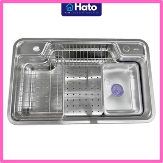 Chậu Rửa Bát 1 Hố HATO Inox SUS304 Dày 3.5 Ly, Bồn Rửa Chén 1 Ngăn Lớn Bán Nguyệt Kiểu Dáng Nhật Bản, Bảo Hành 5 Năm