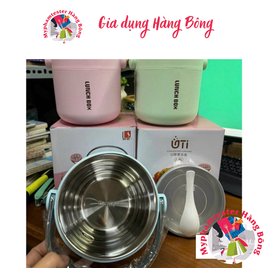 Cặp Lồng Cơm Giữ Nhiệt 2 Ngăn Inox 304 MITI LUNCH BOX giữ nhiệt đồ ăn thức uống tiện ích Dễ lau chùi