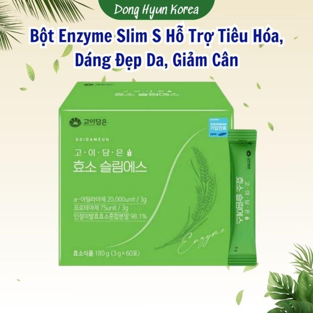 (CHÍNH HÃNG) Bột Enzyme Slim S Hàn Quốc Hỗ Trợ Tiêu Hóa, Dáng Đẹp Da, Giảm Cân Hộp 60 Gói
