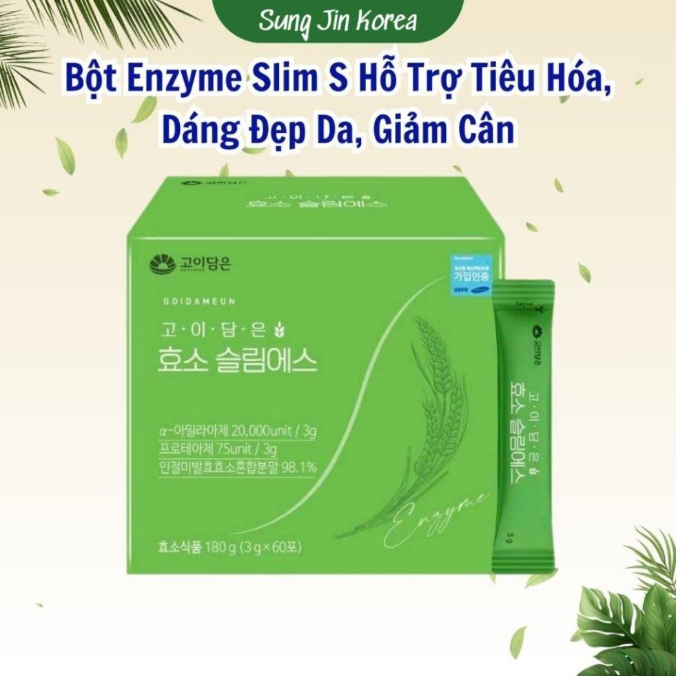 (CHÍNH HÃNG) Bột Enzyme Slim S Hàn Quốc Hỗ Trợ Tiêu Hóa, Dáng Đẹp Da, Giảm Cân Hộp 60 Gói