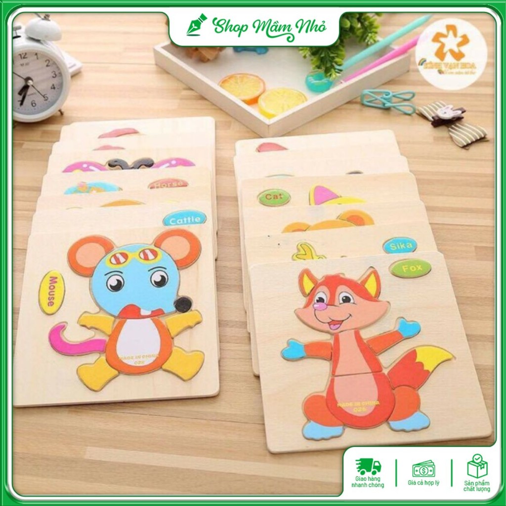 Combo 5 Tranh ghép gỗ 3D đồ chơi an toàn giúp phát triển trí thông mình cho bé