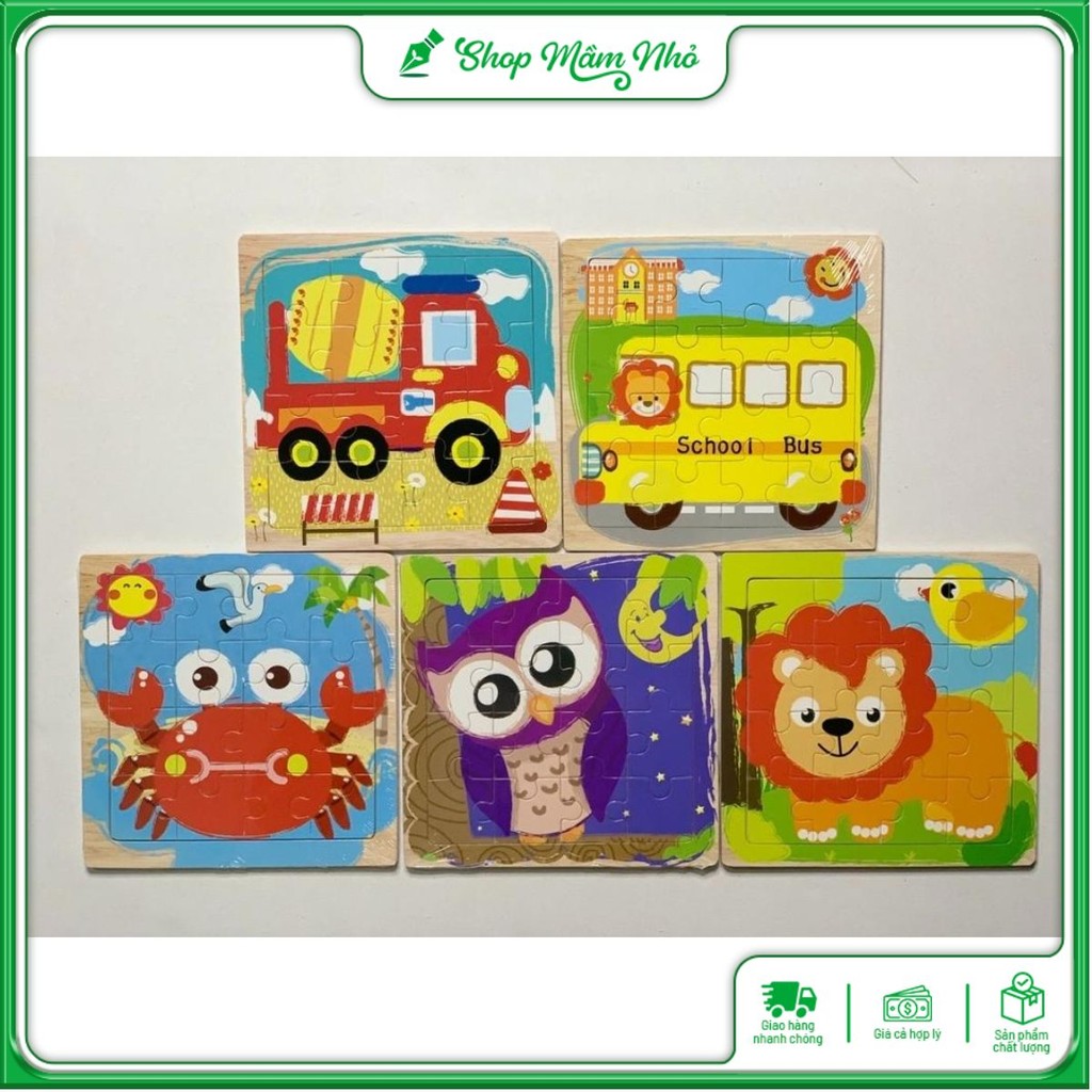 Combo 5 Tranh Ghép Gỗ 9 miếng/ 16 miếng/20 miếng