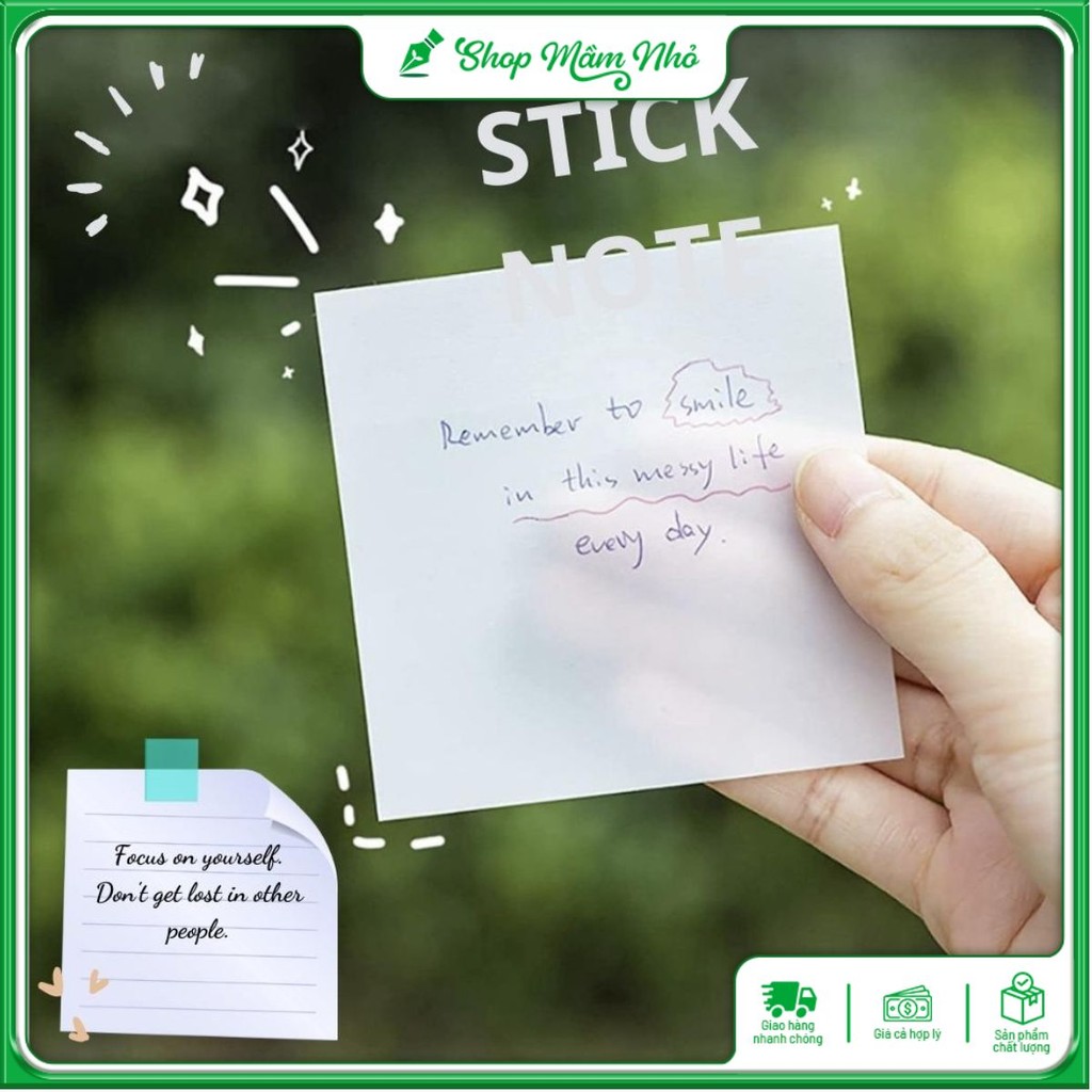 Giấy Stick Note Trong Suốt Sáng Tạo Tiện Lợi - Giấy Note Ghi Chú Cao Cấp Chống Thấm Nước