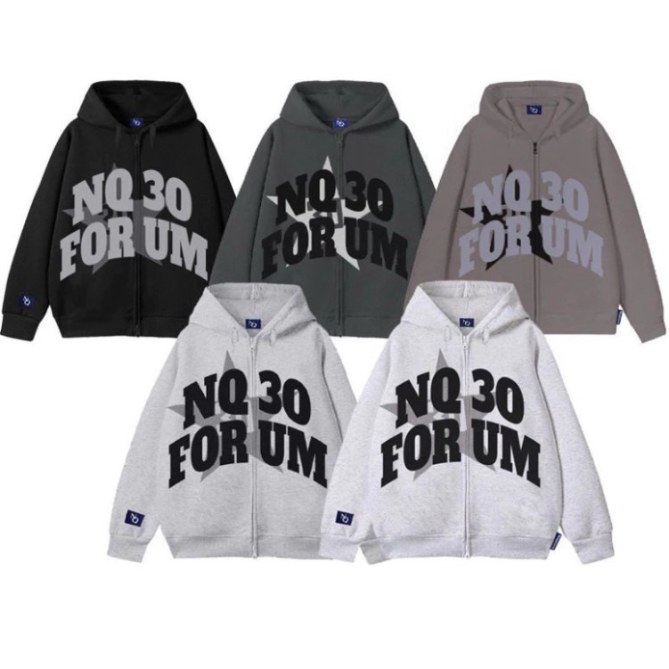 Áo Khoác Nỉ Hoodie Zip Form Boxy NQ30 FORUM Thêu Đắp Vải Form Rộng Nam Nữ UnisexX